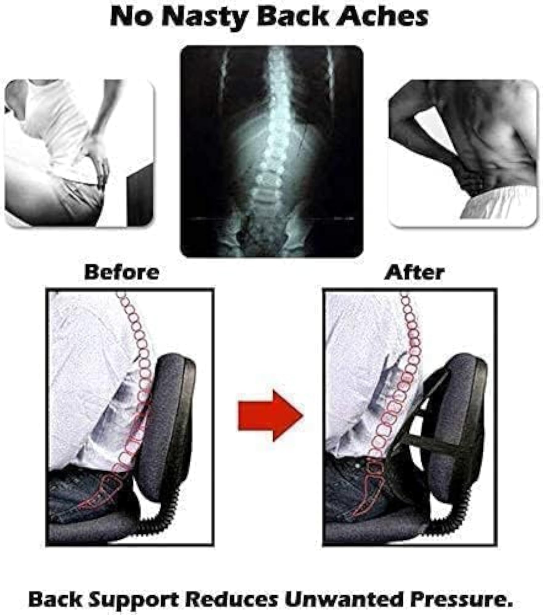 Mesh Back Support with Lumbar Cushion for Chair